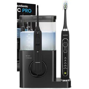 AquaSonic Home Dental Center PRO Black Series Base + Flosser (No Brush Heads)
